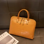 Simple And Fashionable Leather Briefcase - Turmeric Color-14Inches - View 1