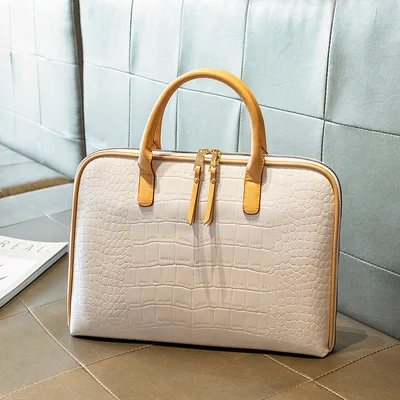 Simple And Fashionable Leather Briefcase White - Shop at LoveMi