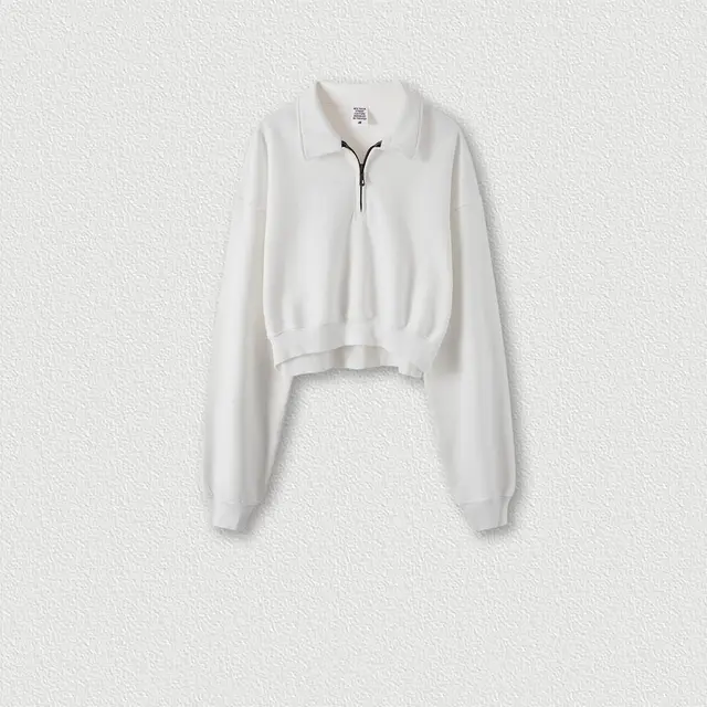 Vintage Washable Lapel Half Zip Short Sweater For Women White - Shop at LoveMi