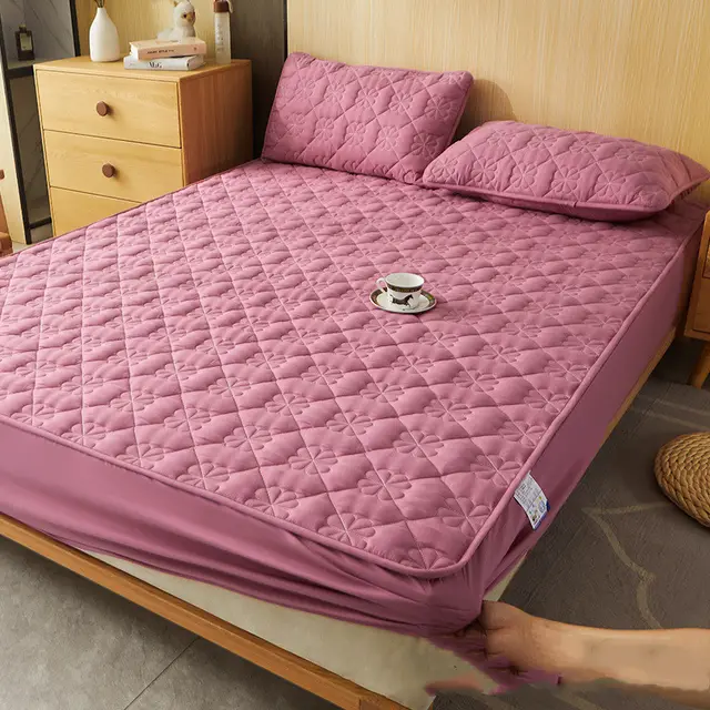 Brushed Cotton Fitted Sheet All Inclusive Dust Protection Cover Bean Paste Flower - Shop at LoveMi