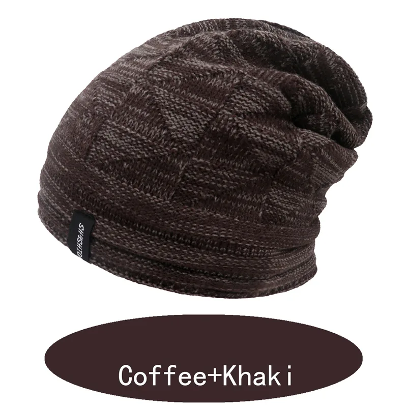 Two color Wool Warm Knitted Hat For Ear Protection In Autumn And Winter Coffeekhaki - Shop at LoveMi