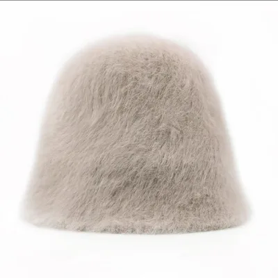 Cute Fluffy Rabbit Hair Fisherman Hat Sand - Shop at LoveMi