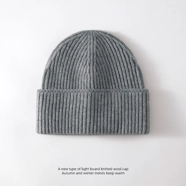 Fashion Solid Color Wool Hat Loose Warm Dark Grey - Shop at LoveMi
