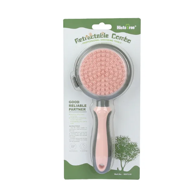 Pet Hair Removal Comb Cat Brush Self Cleaning Slicker Brush Hair Removal Double sided Massage Pink - Shop at LoveMi