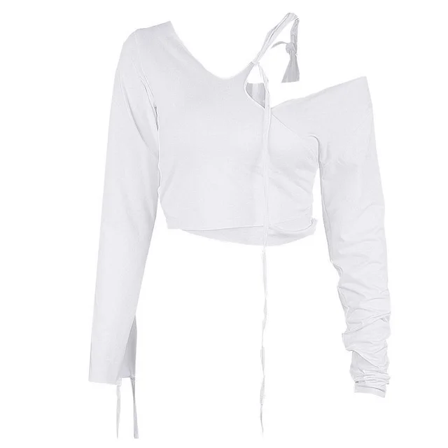 Two Fake Spliced Long sleeved T shirts And Tops White - Shop at LoveMi