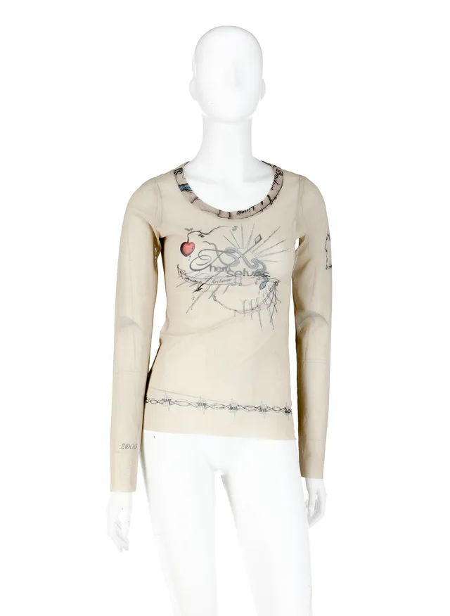 Pattern Printing Leisure Long Sleeve T shirt Nude - Shop at LoveMi