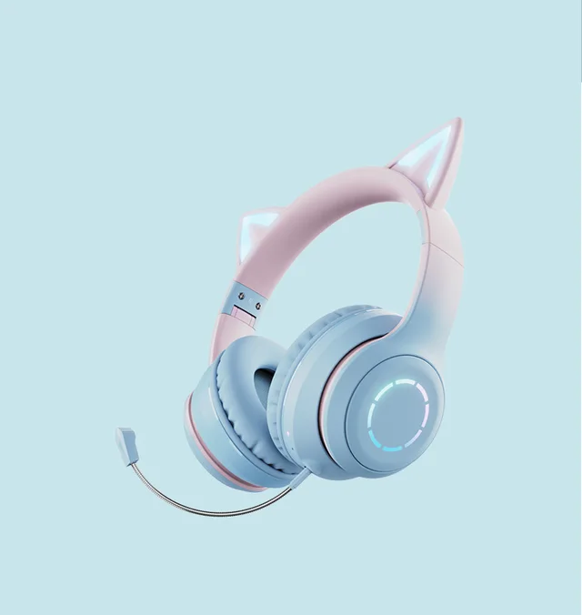 New Cat Ear Luminous Electric Competition Wireless Headphone Blue - Shop at LoveMi
