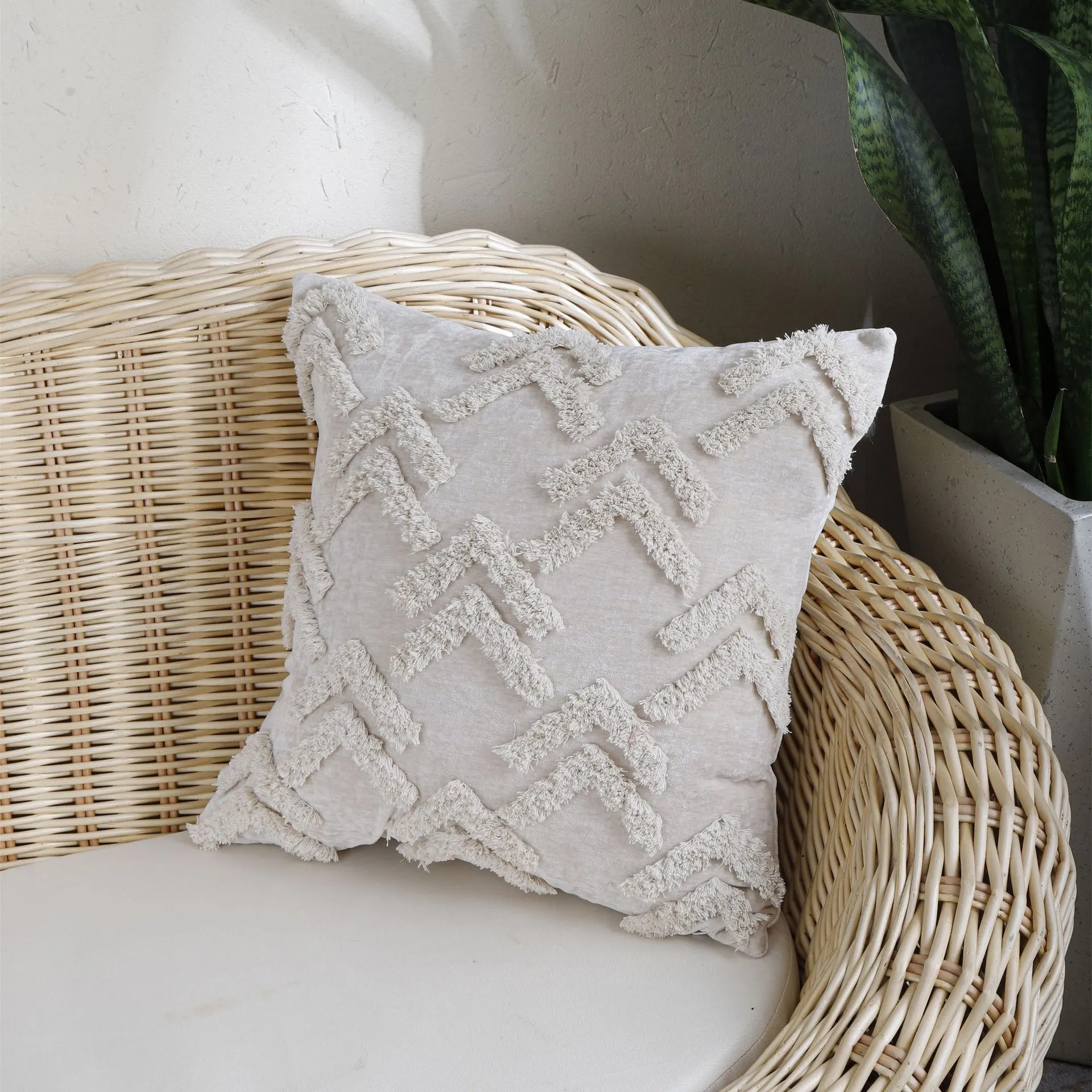 Geometric Hand Tufted Ins Flannelette Pillowcase - Right Angle 45X45Cm