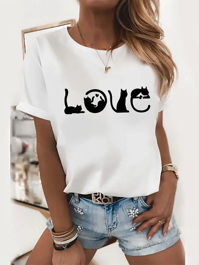 European And American Digital 3D Printing Women's Street T shirt P - Shop at LoveMi