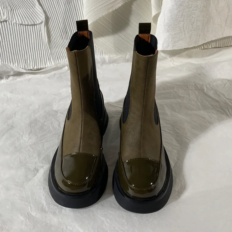 Fashion Stitching Casual Ankle Boots Green - Shop at LoveMi