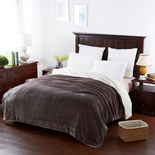 Double layer Milk Fleece Solid Color Blanket Space Silver - Shop at LoveMi