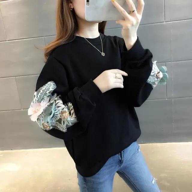 Women's Korean Version Of Loose Long sleeved Large Size Jacket Female Tops Sweatshirt Black - Shop at LoveMi