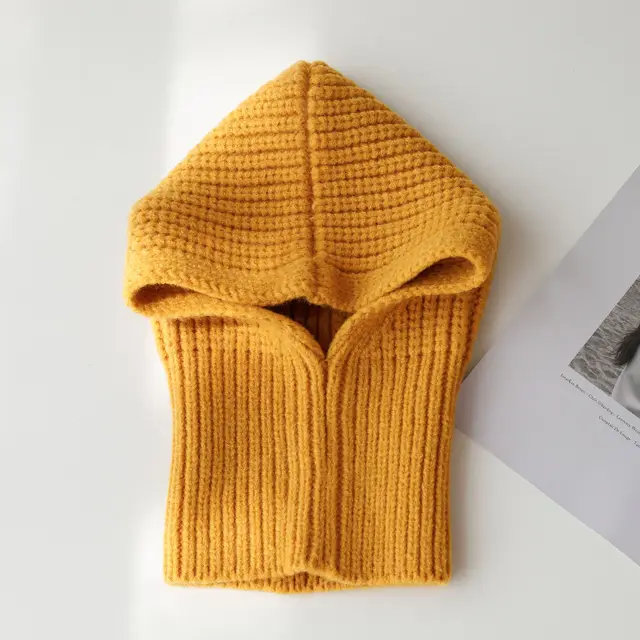 Warm Neck Wrap Wool Hat Yellow - Shop at LoveMi
