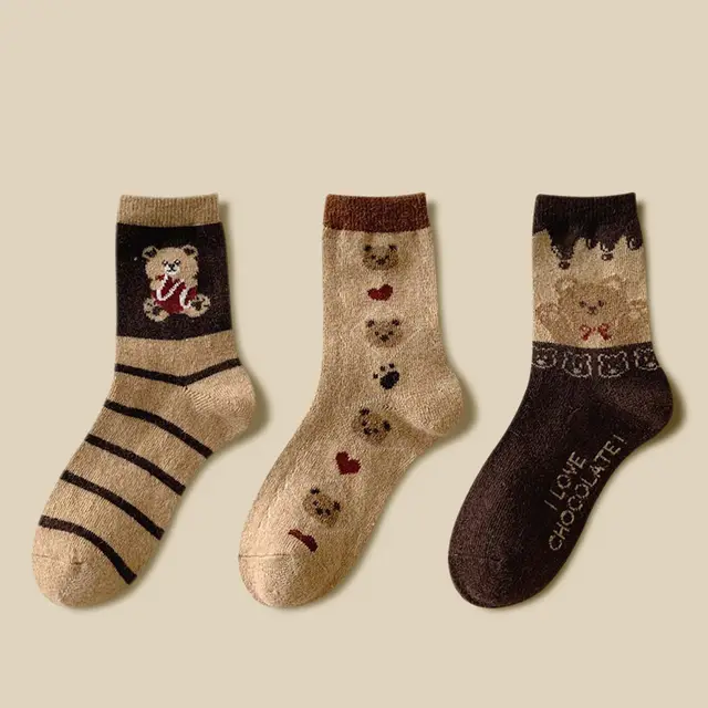 Thick Socks Women's Pure Cotton Tide Medium Tube Cute Plus Velvet 5 Style - Shop at LoveMi