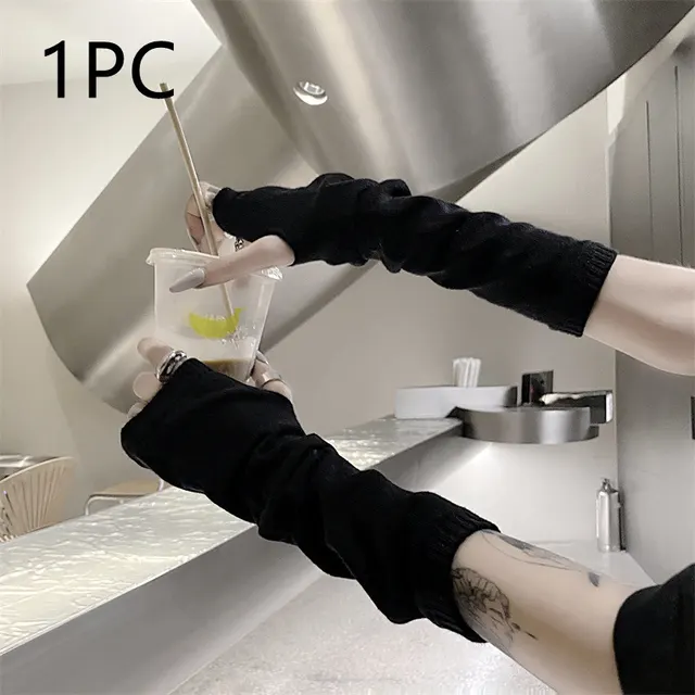 Half Sleeve Warm And Sunscreen Knitted Sleeve Fashion Jewelry Solid Color - Shop at LoveMi