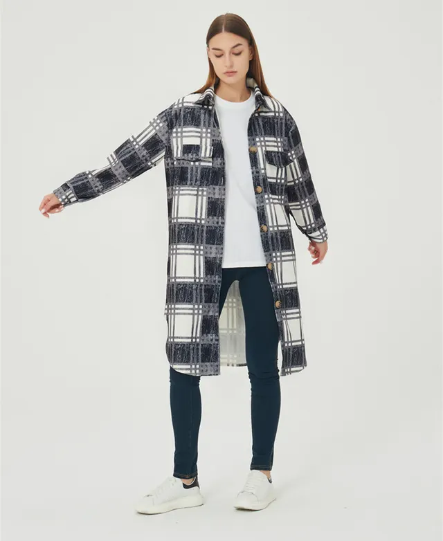 Women's Long Sleeve Plaid Print Shirt Black - Shop at LoveMi