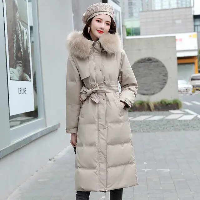 Women's Winter New Long Thickened Cotton Padded Jacket Milk Tea - Shop at LoveMi