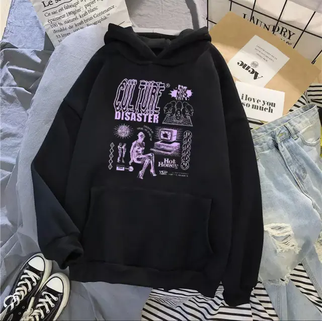 Women's Velvet Thickened Loose Hoodies Sweatshirt Black - Shop at LoveMi