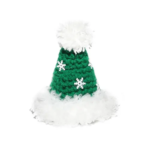 Pet Christmas Hat Hand Woven Green Snowflake Cap - Shop at LoveMi