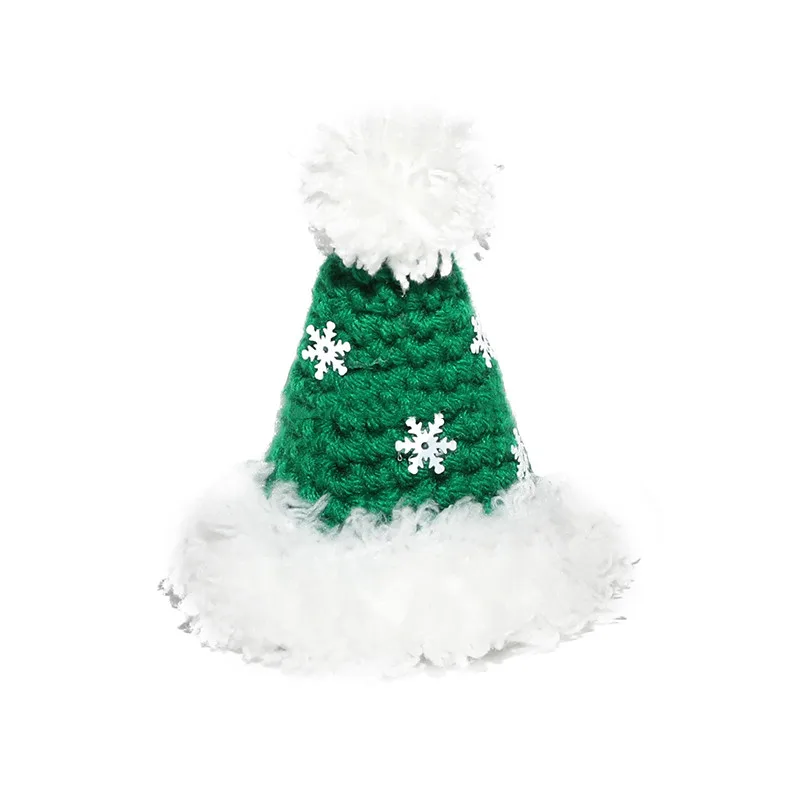 Pet Christmas Hat Hand Woven Green Snowflake Cap - Shop at LoveMi