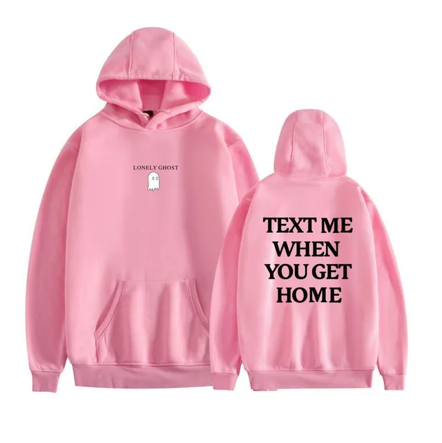 Women's Printed Fashionable Casual Hoodie Pink - Shop at LoveMi