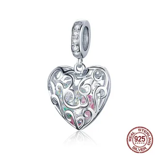 Throbbing Heart Sterling Silver Heart Pendant Fashion - Silver