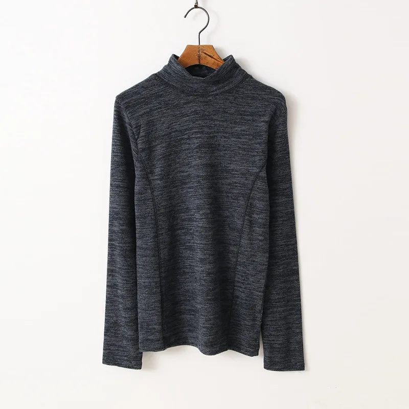Turtleneck Long Sleeve T-shirt Women's Slim Bottoming Shirt - Dark Gray