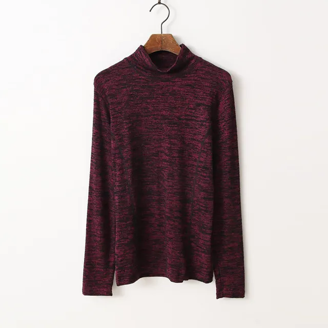 Turtleneck Long Sleeve T shirt Women's Slim Bottoming Shirt Red - Shop at LoveMi