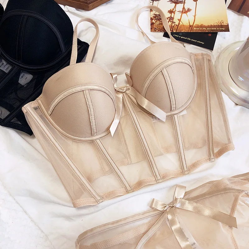 Mesh Cut Out Vest Shaped Underwear Set Skin Colour 80C - Shop at LoveMi