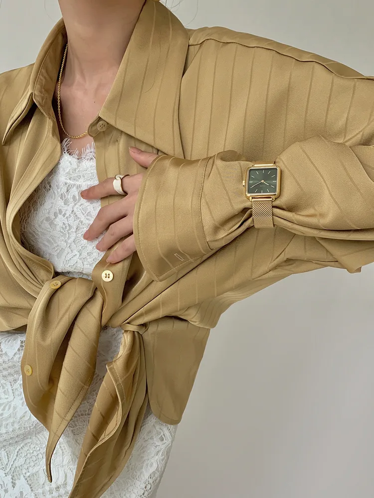 Satin Shirt With Mature Design Yellow - Shop at LoveMi