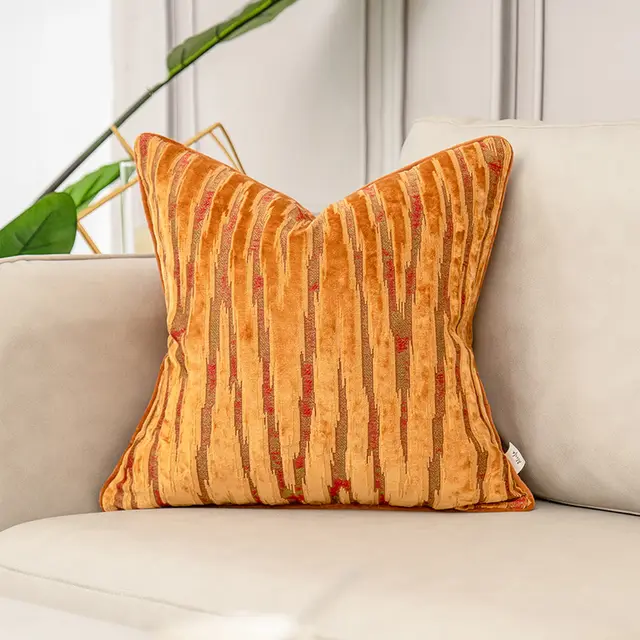 Modern American Jacquard Velvet Fabric Pillowcase Small Vstripe Orange - Shop at LoveMi