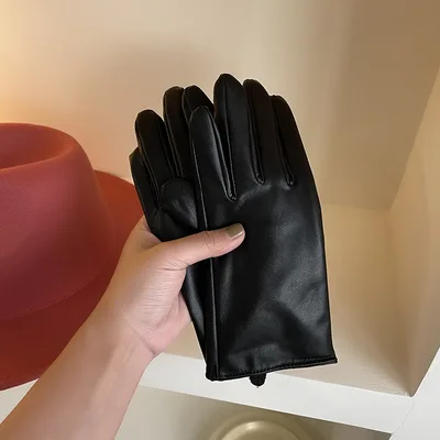 Five Finger PU Leather Gloves For Cycling Black - Shop at LoveMi