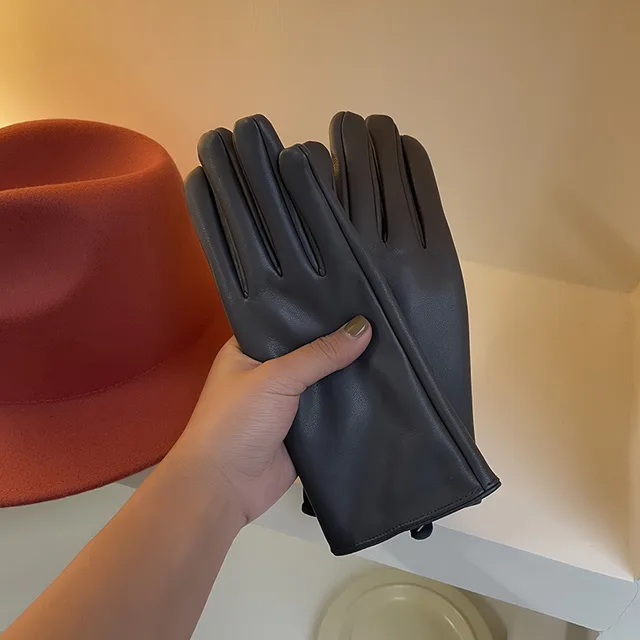 Five Finger PU Leather Gloves For Cycling Dark Grey - Shop at LoveMi