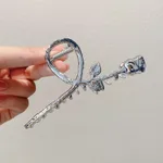 Korean Version Of Roses Oversized Catch Clip Metal - Silver