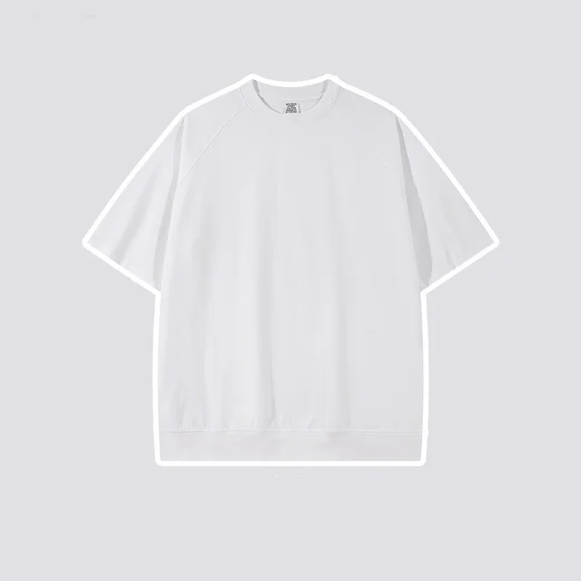 Bullhorn Sleeves Heavyweight White T Loose Short sleeved European And American Retro High Street Tide T shirt White - Shop at LoveMi
