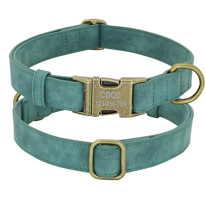 Collar Poly Urethane Leather Small And Medium sized Dog Green - Shop at LoveMi