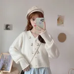 Wear A V-neck Long-sleeved Short Early Autumn Coat - White