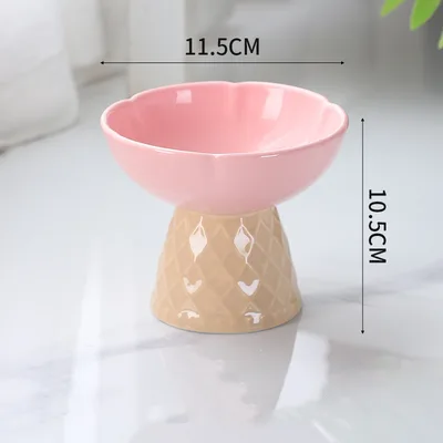 Neck Protecting Health Glaze Ceramic Pet Bowl Pink - Shop at LoveMi