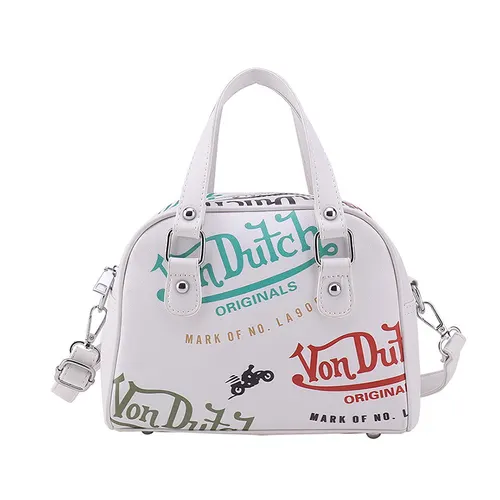 Fashion Letter Leather Messenger Bag Girl White - Shop at LoveMi