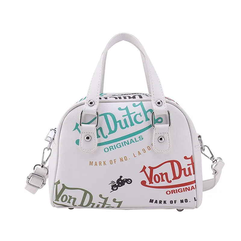 Fashion Letter Leather Messenger Bag Girl - White - View 1
