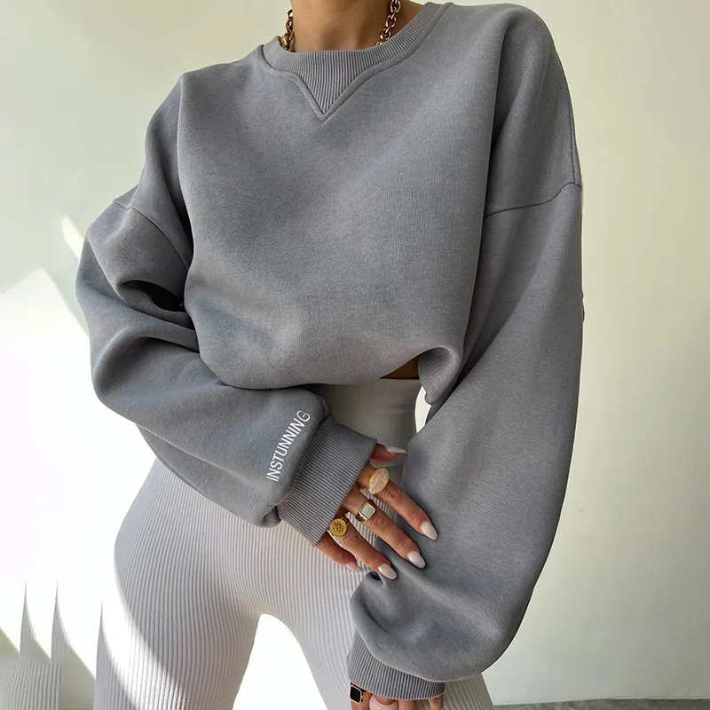 Loose And Versatile Casual Sweater Women Grey - Shop at LoveMi