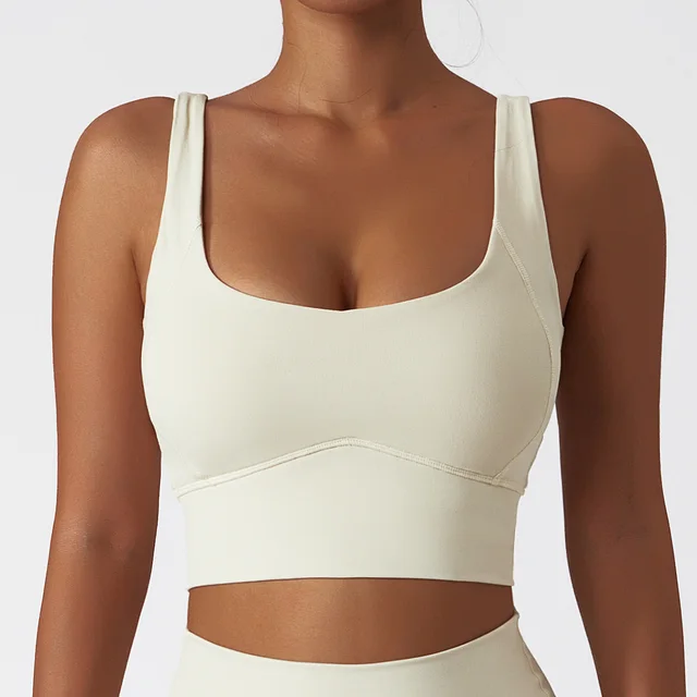 Breathable High intensity Running Underwear Quick Drying Yoga Bra Female Cream Apricot - Shop at LoveMi
