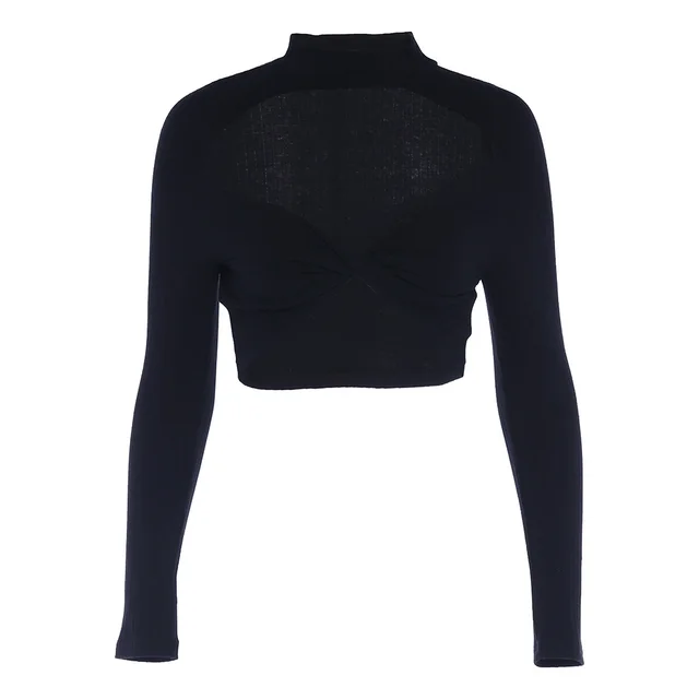 Top Tight Super Short Half High Collar Black - Shop at LoveMi