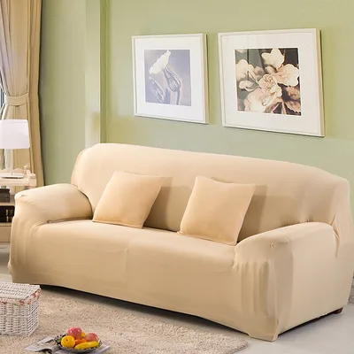 Household Minimalist Milk Silk Solid Color Sofa Cover Beige - Shop at LoveMi