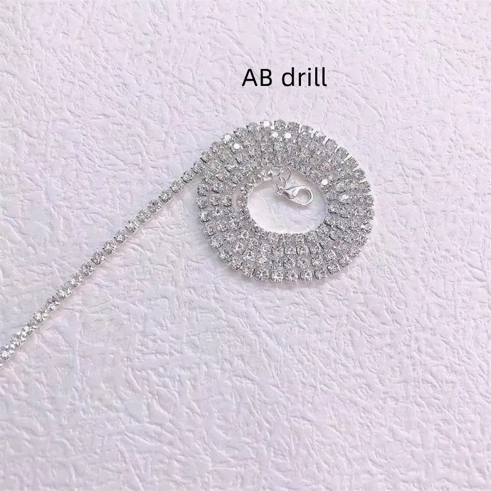 Braided Hair Chain Hip Hop Style Shiny Rhinestone - Silver