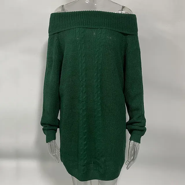 Women's Straight Neck New Style Solid Quality Commuter Sweater Green - Shop at LoveMi
