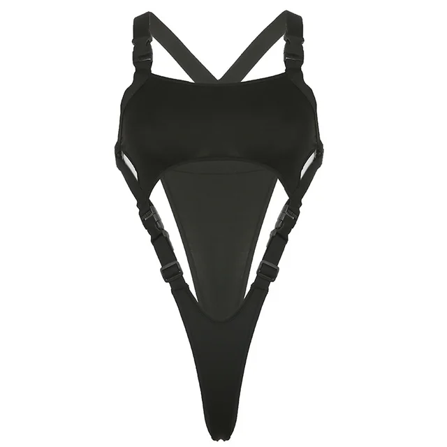 Ladies New Irregular School Bag Buckle Jumpsuit Black - Shop at LoveMi