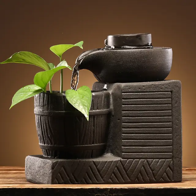Decorative Circulating Ceramic Fountain Small Humidifier With Stone Mill - Shop at LoveMi