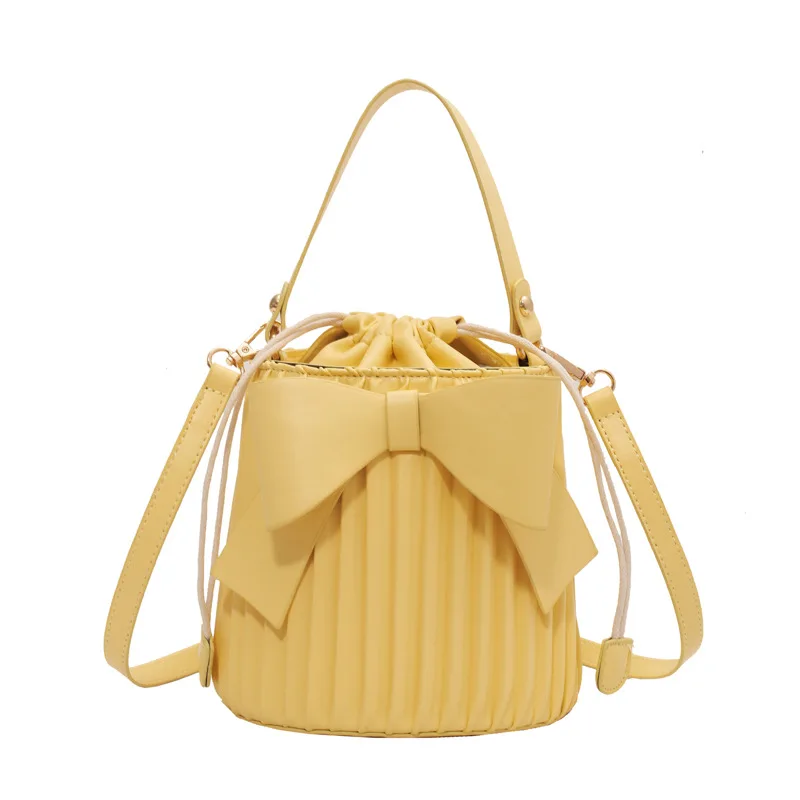 Bowknot Bucket Simple One Shoulder Handbag Fashion Orange - Shop at LoveMi