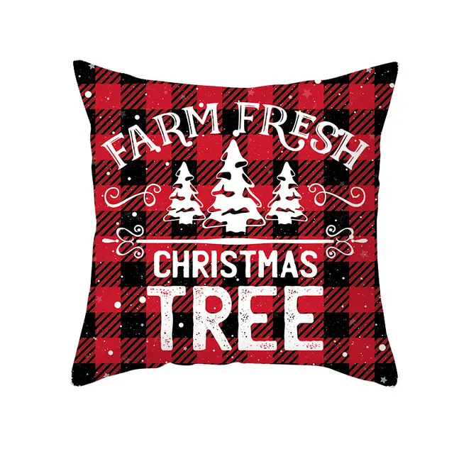 Red Plaid Christmas Pillow Cover Peach Skin Fabric Sofa Cushion Cover Tpr30210 - Shop at LoveMi